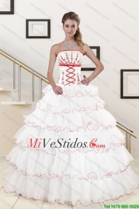 Capas Pretty Ruffeld 2015 Vestidos de quinceañera con apliques