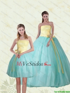 2015 Perfect Strapless Multi Color Quinceañera vestido con bowknot