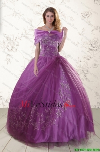 Purple Sweetheart Apliques 2015 Vestidos de quinceañera