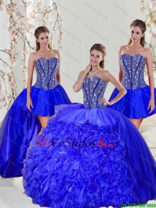 2015 a estrenar y acc y Ruffles Sweet 16 vestidos en azul real