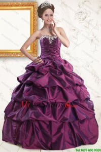 2015 amor púrpura Vestidos de quinceañera con apliques y Recogida