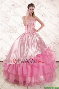 Remarkble Sweetheart rosa Vestidos de quinceañera con Bordado