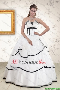 Barato y negro blanco 2015 Vestidos de quinceañera con apliques