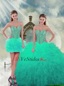 2015 de moda del amor dulce 16 Vestidos con rebordear y Ruffles