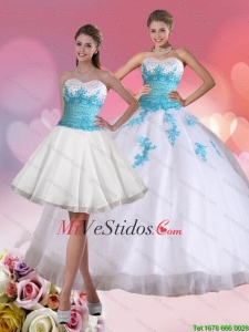 Cuentas novia 2015 vestido de quinceañera en blanco y azul
