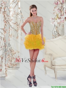 Rebordear único y las colmenas de baile vestido de los vestidos de amarillo