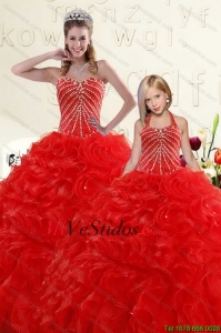Popular rebordear y volantes vestido rojo Princesita de 2015