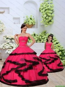 Rebordear Natural y Fruncido Vestido Rojo Princesita de 2015