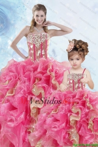 2015 rebordear Lujoso y Ruffles Organza Princesita vestido