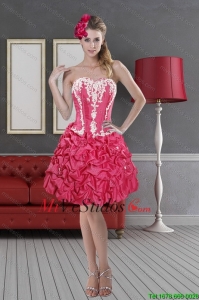 Hot Pink Sweetheart 2015 Bonitos vestidos de baile con pick ups y bordado