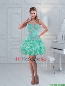 Manzana verde con cuentas de novia con volantes hermosos vestidos de baile para 2015