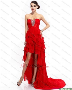 Capas altas erizadas Bajos rebordean Red vestidos de baile para 2015