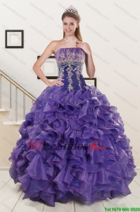 2015 Prefecto púrpura dulce 15 vestidos con bordados y volantes