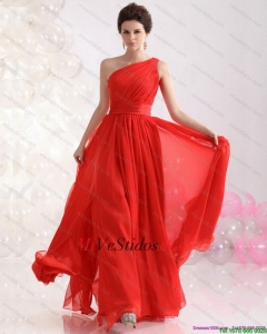 Nuevo Estilo fruncido Red de un hombro vestidos de baile para 2015