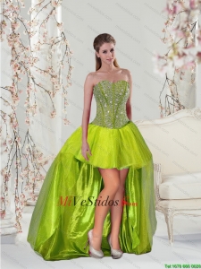 2015 Barato Verde Amarillo Vestidos de baile con rebordear