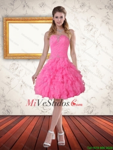 Vestido de fiesta de novia hermosa rosa de bebé con apliques y capas rizadasv