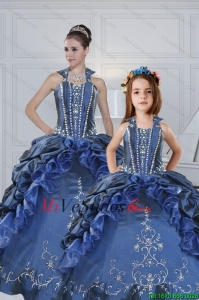 Clásicos Sweetheart azules marinos de Princesita Vestidos con bordado