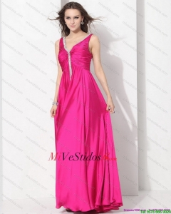 Perfect Hot Pink baile vestidos largos con apliques y acanalar
