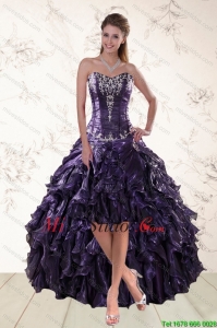 2015 Exclusivo Purple Vestidos de baile de altas-bajas para la primavera