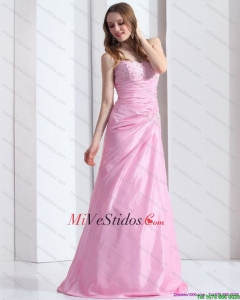 2015 vestido de fiesta de novia exclusivo de los rosas bebés con listones y acanalar