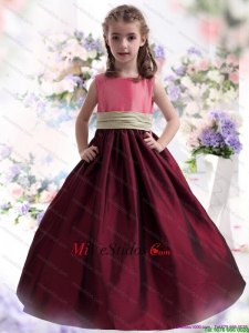 Perfect Multi Color Rizado 2015 vestido de niña de flores con Sash