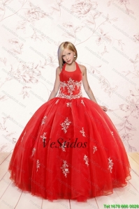 2015 de moda Little Red Dress desfile de la muchacha con apliques