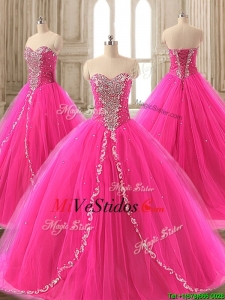 Vestido rosado dulce 16 moldeado elegante caliente con el cepillo tren