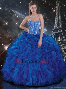 Popular Royal Blue Quinceanera Dresses with Beading and Ruffles