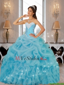 Hermosas 2015 con cuentas vestidos de quinceañera en Azul Claro