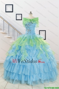 Multicolor Maravilloso Strapless vestido de quinceañera para 2016