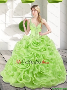 Rebordear notable y los Rolling Flores Primavera Verde 2015 Dulce 15 vestidos