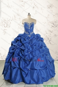 Elegantes cuentas Quinceañera vestidos en azul real para 2015