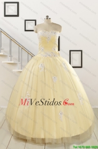 Lujosas Sweetheart Apliques Sweet 16 vestidos de amarillo claro