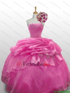 2015 Novia romántica rosa rosa Quinceañera vestidos