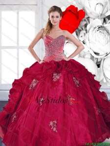 2015 Exclusivo cariño vestido de bola Vestidos de quinceañera con apliques