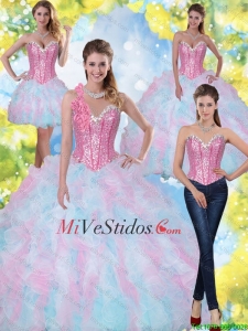 2015 populares y amor que rebordea las colmenas Vestidos de quinceañera en Multi Color