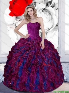 Exquisito y acc y Ruffles Sweetheart 2015 Vestidos de quinceañera en Multi Color