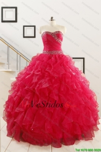 Bastante balón vestido de novia 2015 Sweet 16 vestidos en Coral Rojo