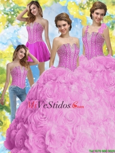 2015 nuevo estilo rebordear Vestidos de quinceañera en fucsia