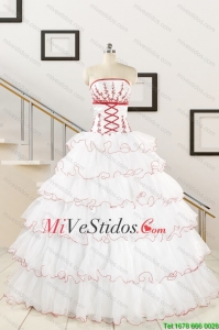 2015 Apliques bonitos vestidos de quinceañera con tirantes