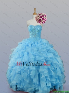 2015 Bonitos vestidos de novia de quinceañera con Volantes