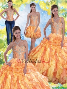 Modernos Vestidos de quinceañera con Volantes Bordoneado y en Multi Color