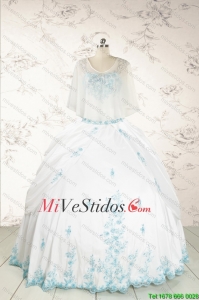 Apliques bonitos vestidos de quinceañera de Blanco para 2015