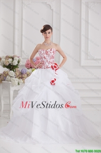 2015 vestido de fiesta novia Apliques y pick ups vestido de quinceañera en blanco