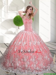 Gratis y fácil de novia 2015 de Quinceañera del vestido con listones y encajes