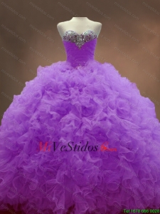 Exclusivo Sweetheart lila Vestidos de quinceañera con Volantes Bordoneado y Volantes