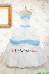 Vestido de bola elegante vestido de quinceañera de Blanco y Azul Claro