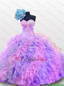 2015 de lujo Vestidos de quinceañera con lentejuelas y Volantes