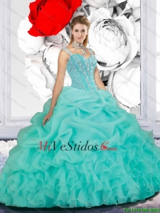 Rebordeada bola delicado vestido correas dulces 16 vestidos en turquesa