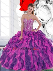 2015 y acc Lujoso y capas rizadas Vestidos de quinceañera en Multi Color